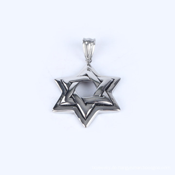 Mode Retro doppelseitig sechs speicherer Star Anhänger Edelstahlschmuck Silber Schmuck Titanstahl Halskette